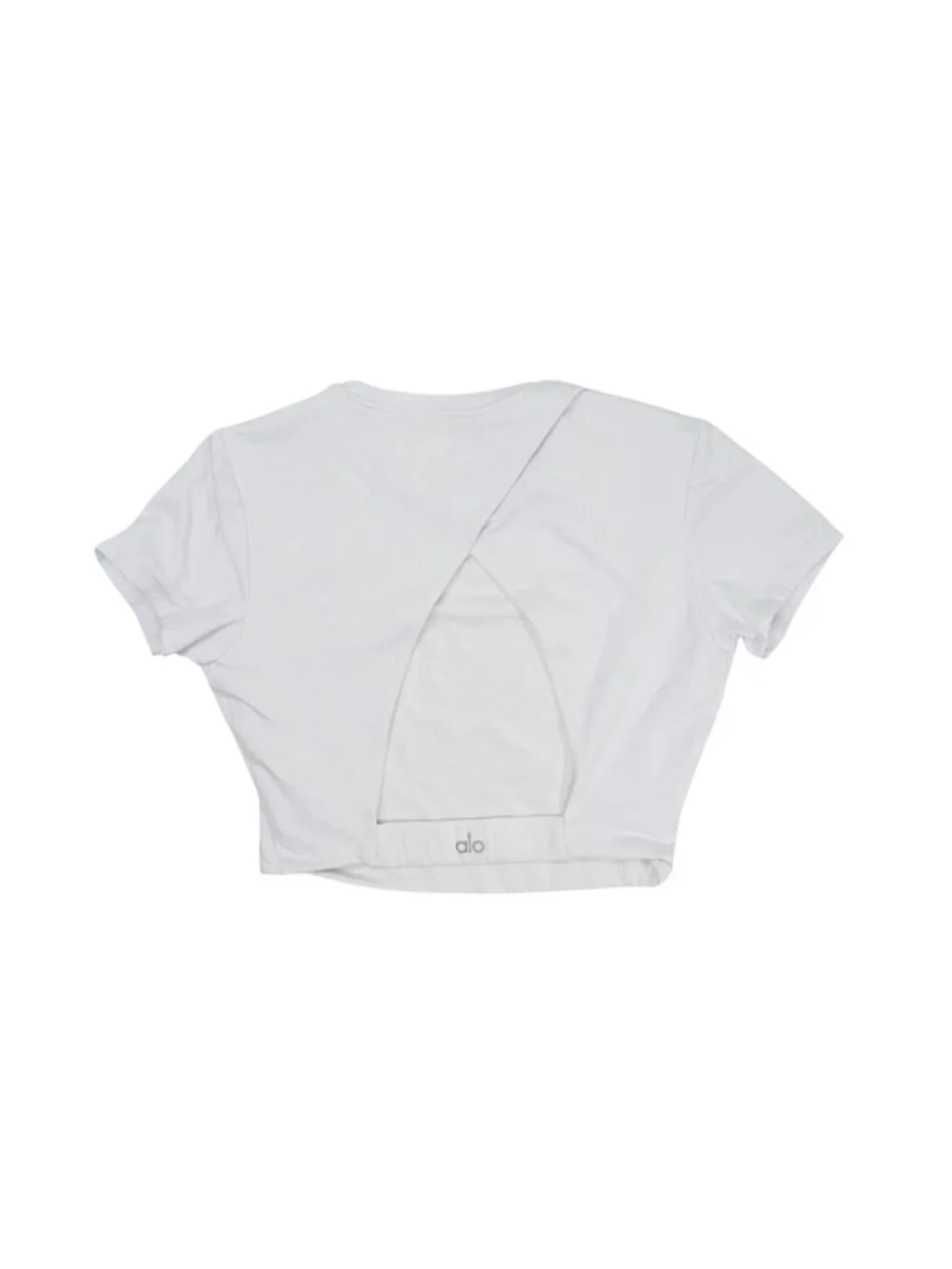 ALO Yoga Cropped Backspin Short Sleeve Top in White